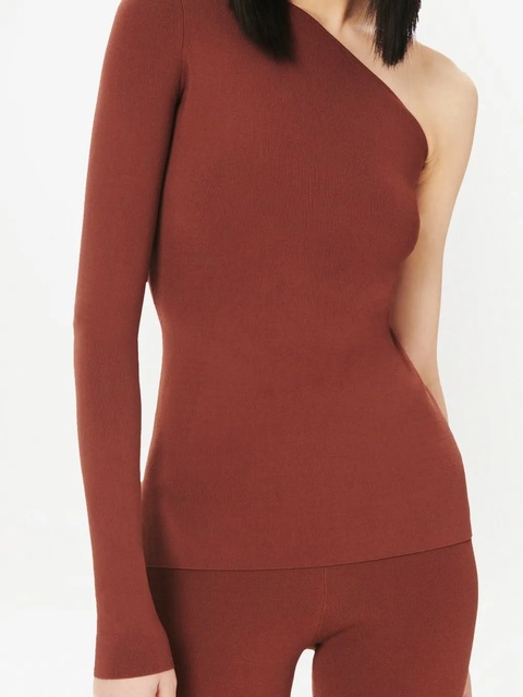 Victoria Beckham one shoulder ribbed top - Brown - zdjęcie produktu nr 2