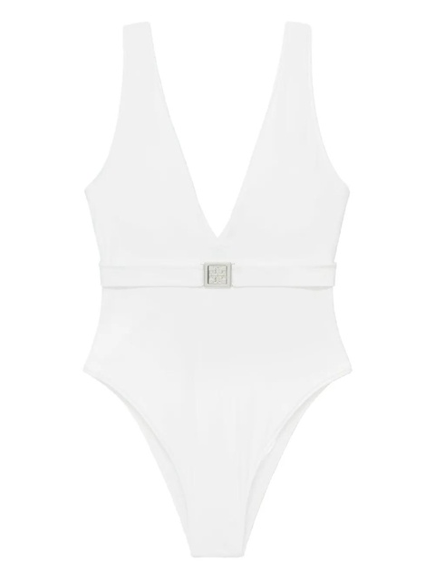 Tory Burch belted V-neck swimsuit - White - zdjęcie produktu nr 1