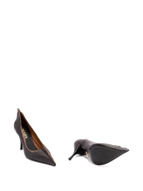 Prada 85mm antiqued-effect leather heeled pumps - Black - zdjęcie produktu nr 1