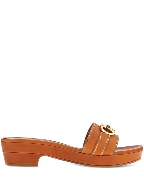 Ferragamo leather heeled sandals - Brown - zdjęcie produktu nr 1