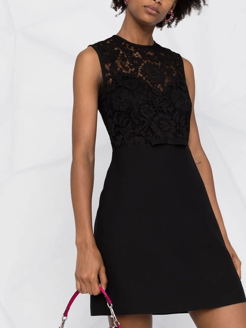 Valentino Garavani floral-lace A-line mini dress - Black - zdjęcie produktu nr 2