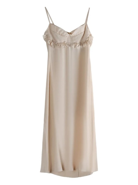 Simone Rocha ruffled-detail slip midi dress - Neutrals - zdjęcie produktu nr 1