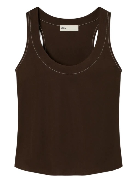 Tory Burch contrast-stitched tank top - Brown - zdjęcie produktu nr 1