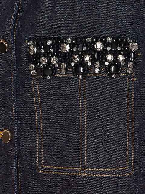 Self-Portrait crystal-embellished denim mini dress - Blue - zdjęcie produktu nr 2