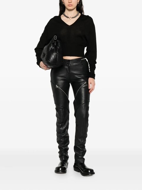 Moncler zip-pocket leather trousers - Black - zdjęcie produktu nr 1