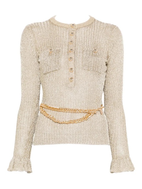 Self-Portrait ribbed-knit lurex jumper - Neutrals - zdjęcie produktu nr 1