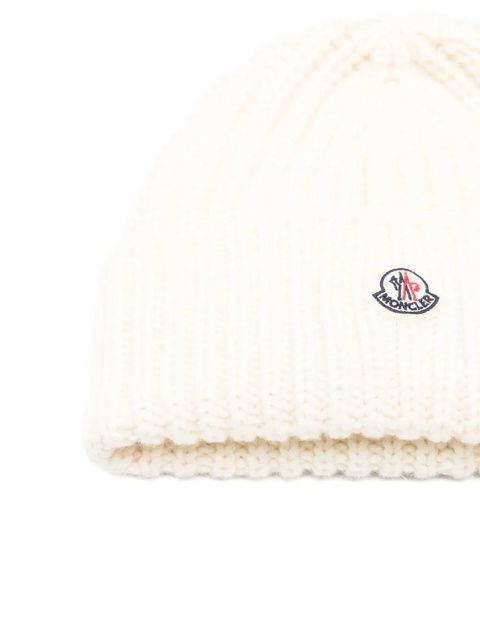 Moncler ribbed logo beanie - White - zdjęcie produktu nr 2