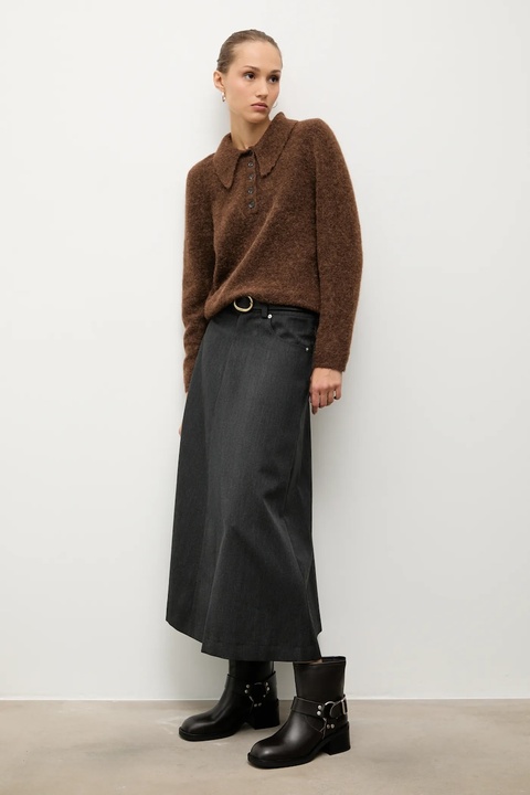 Answear.LAB botki skórzane kolor brązowy na słupku - zdjęcie produktu nr 1