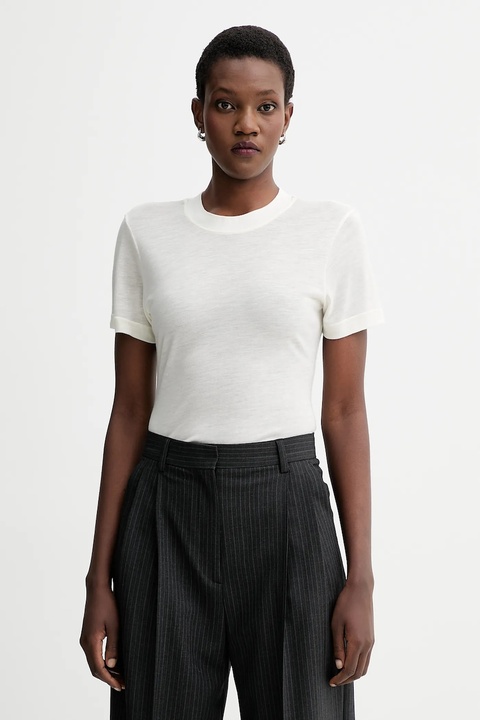 Filippa K t-shirt z domieszką kaszmiru kolor beżowy 31742 - zdjęcie produktu nr 1