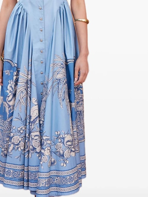 ALEMAIS Villa Romantica buttoned-floral midi dress - Blue - zdjęcie produktu nr 2