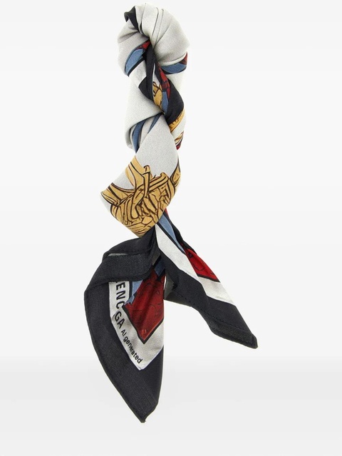 Balenciaga AI patterned silk twill scarf - Neutrals - zdjęcie produktu nr 2