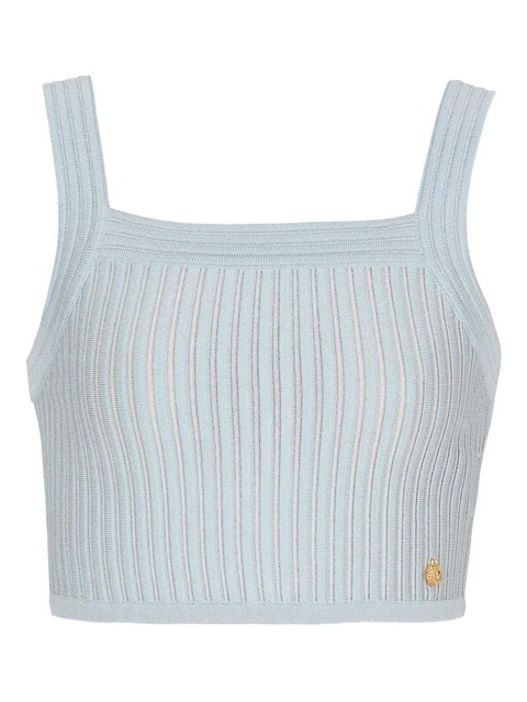 Balmain ribbed square-neck top - Blue - zdjęcie produktu nr 1