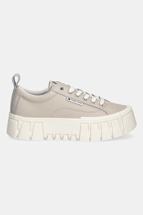 Tommy Jeans sneakersy skórzane TJW VULC FLATFORM LEATHER damskie kolor beżowy EN0EN03008 - zdjęcie produktu nr 2