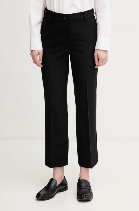 Sisley spodnie damskie kolor czarny proste high waist 4KVXLE02X - zdjęcie produktu nr 1