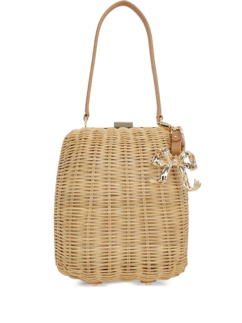 Self-Portrait rattan shoulder bag - Neutrals - zdjęcie produktu nr 1