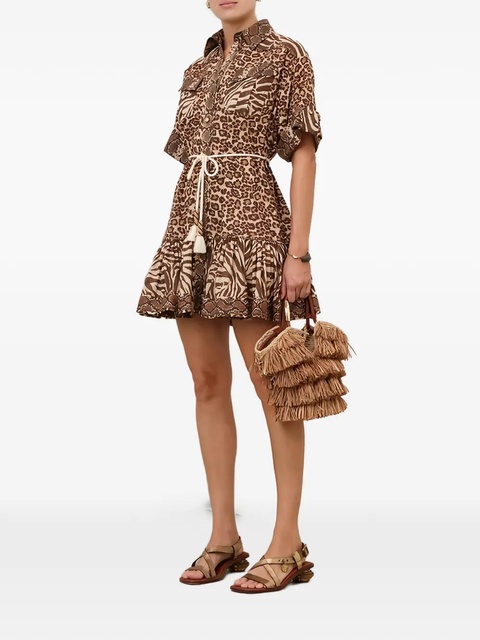 ZIMMERMANN animal-print ruffled mini dress - Brown - zdjęcie produktu nr 2