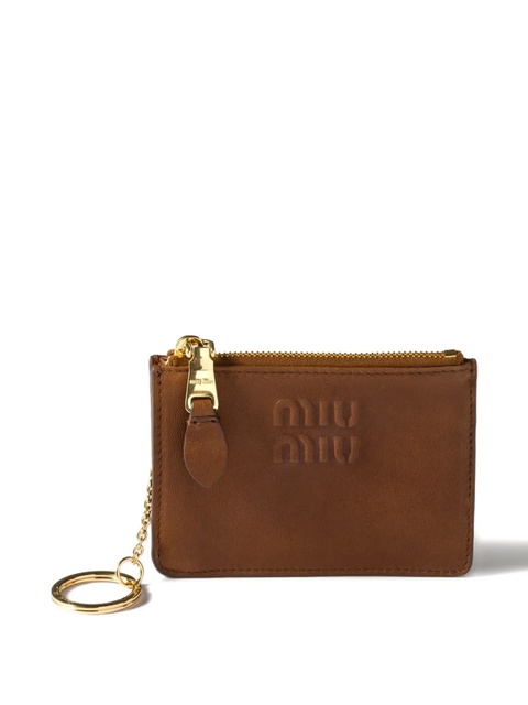 Miu Miu logo-embossed leather card holder - Brown - zdjęcie produktu nr 2