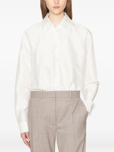 The Row oversized-collar silk shirt - Neutrals - zdjęcie produktu nr 1