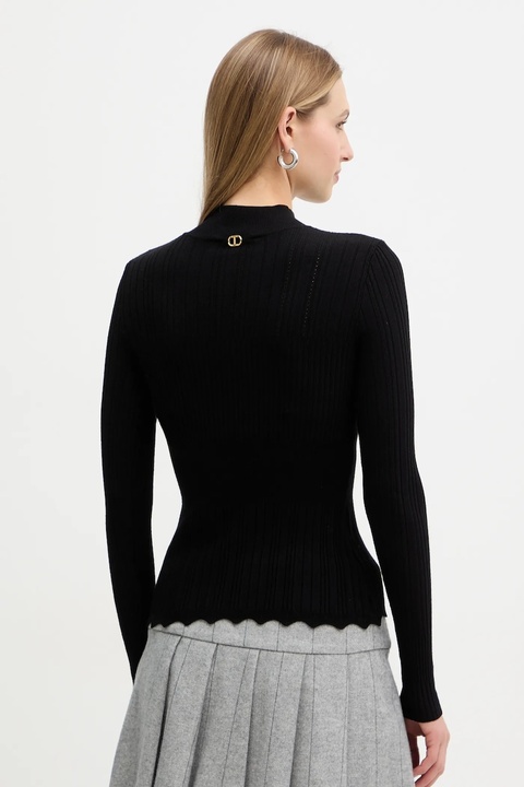 Twinset sweter damski kolor czarny lekki z półgolfem 252TT3221 - zdjęcie produktu nr 2