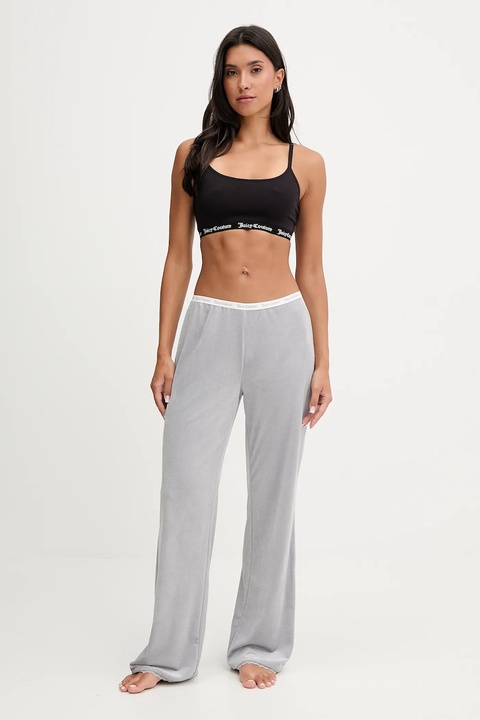 Juicy Couture spodnie lounge damskie kolor szary proste high waist JCLBJ225508 - zdjęcie produktu nr 1