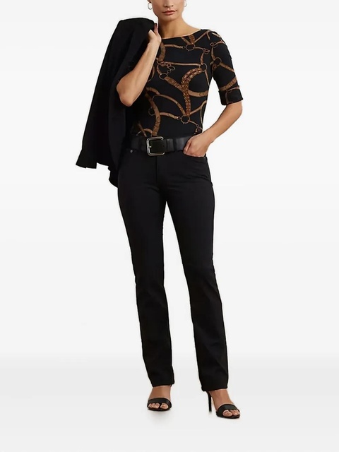 Lauren Ralph Lauren belting-print boat-neck T-shirt - Black - zdjęcie produktu nr 2