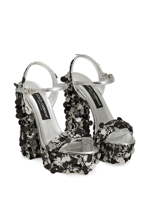 Dolce & Gabbana 105mm sequinned sandals - Silver - zdjęcie produktu nr 2