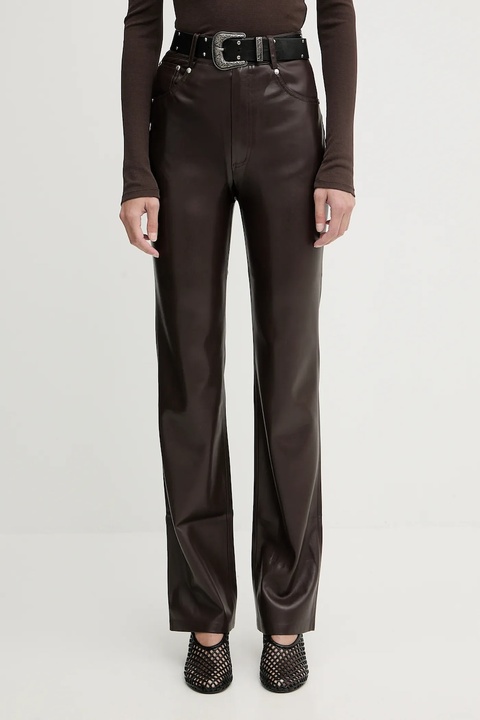 Nanushka spodnie damskie kolor brązowy dopasowane high waist NW25FWPA29878 - zdjęcie produktu nr 1