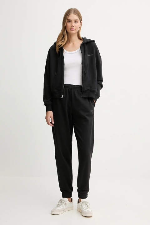 Calvin Klein Underwear bluza lounge damska kolor czarny z kapturem gładka LV00QS7513 - zdjęcie produktu nr 2