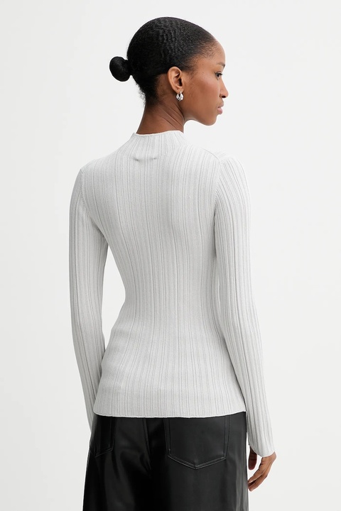 Calvin Klein Jeans sweter damski kolor szary lekki z półgolfem LV044D348G - zdjęcie produktu nr 2