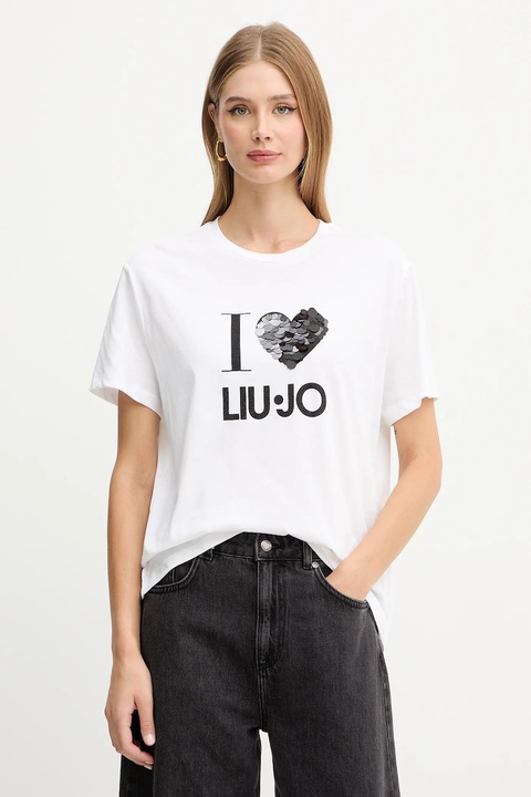 Liu Jo t-shirt bawełniany damski kolor biały MF5345 JS923 - zdjęcie produktu nr 1