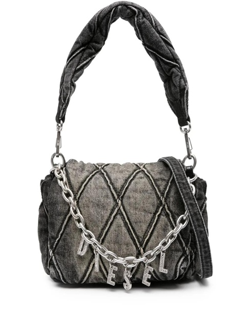 Diesel small logo-charm quilted denim bag - Black - zdjęcie produktu nr 1