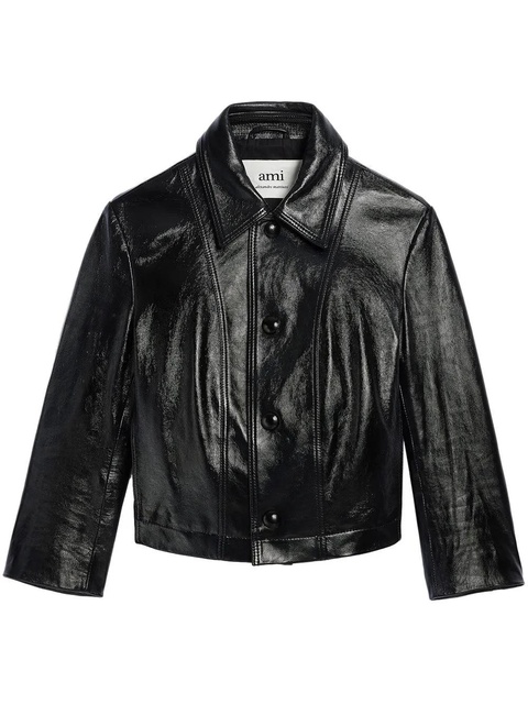 AMI Paris cropped leather jacket - Black - zdjęcie produktu nr 1