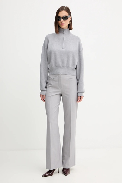 Victoria Beckham sweter z dodatkiem wełny damski kolor szary z półgolfem 1425KJU006610B - zdjęcie produktu nr 2