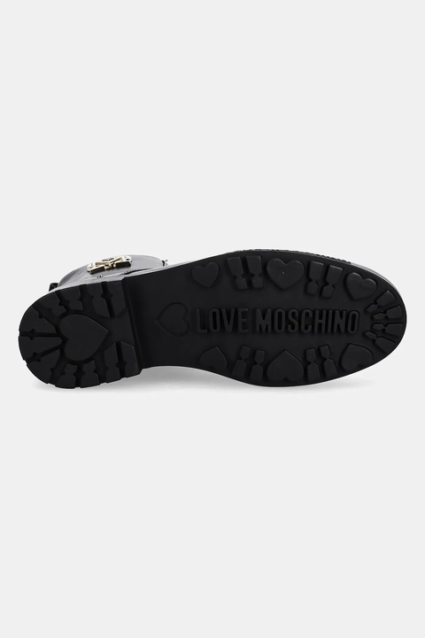Love Moschino botki skórzane damskie kolor czarny na płaskim obcasie JA24254G0NIA0000 - zdjęcie produktu nr 2