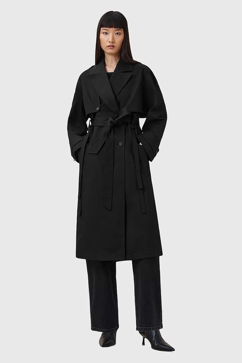 AllSaints trencz bawełniany CADENCE kolor czarny W004OD - zdjęcie produktu nr 1