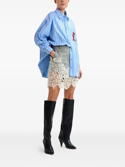 Essentiel Antwerp check-pattern lace-appliqué miniskirt - Grey - zdjęcie produktu nr 2