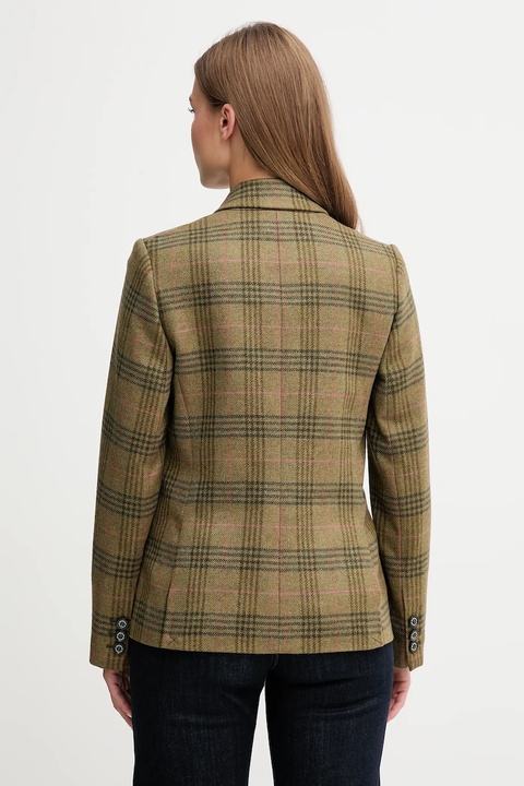 Barbour marynarka wełniana CARLBY kolor zielony jednorzędowa wzorzysta LTA0129 - zdjęcie produktu nr 1