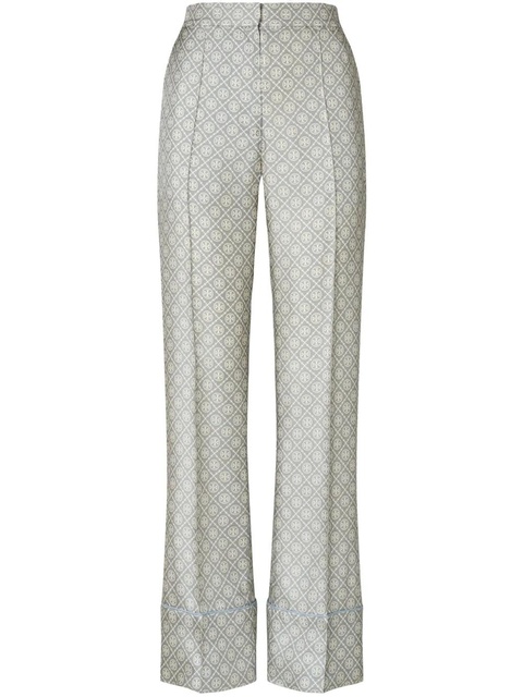 Tory Burch T Monogram-print silk trousers - Grey - zdjęcie produktu nr 2