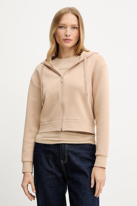 Armani Exchange bluza damska kolor zielony z kapturem gładka XW000822 AF10818 - zdjęcie produktu nr 1