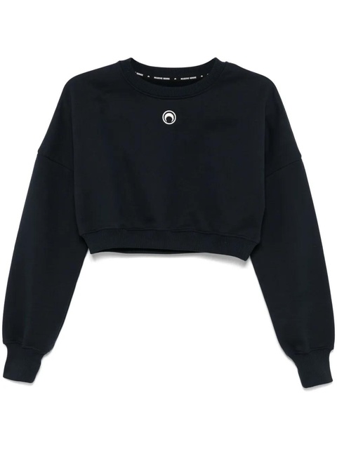 Marine Serre Moon-logo cropped sweatshirt - Blue - zdjęcie produktu nr 1
