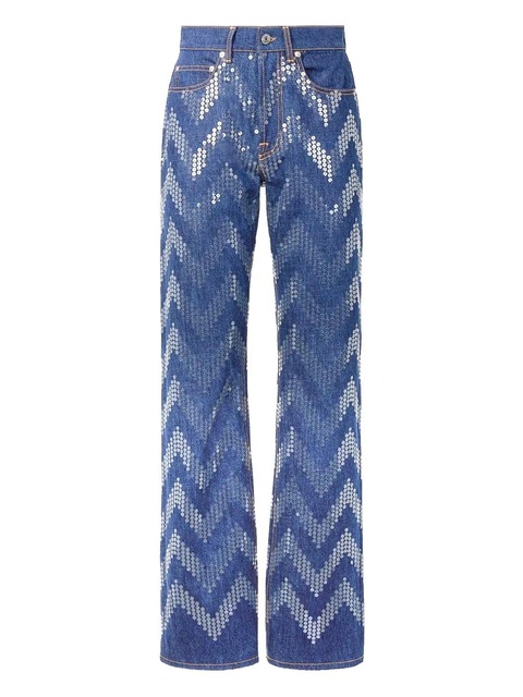 Missoni chevron-pattern sequined jeans - Blue - zdjęcie produktu nr 1