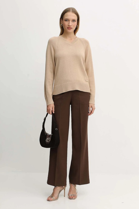 Armani Exchange sweter z dodatkiem wełny damski kolor beżowy lekki XW001335 AF13774 - zdjęcie produktu nr 1