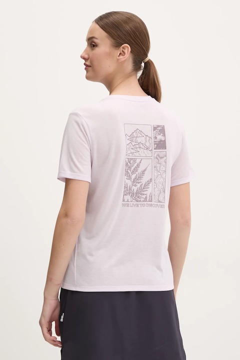 Jack Wolfskin t-shirt sportowy Vonnan Graphic kolor fioletowy A63953 - zdjęcie produktu nr 2
