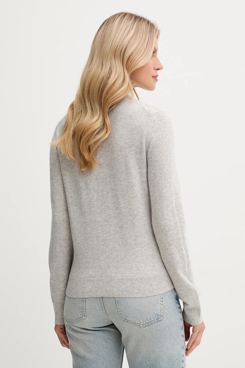 Tommy Hilfiger sweter wełniany damski kolor szary lekki z półgolfem WW0WW47468 - zdjęcie produktu nr 2