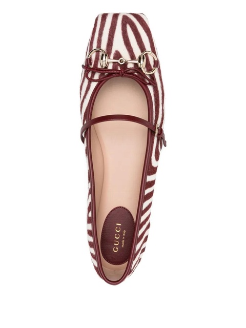 Gucci horsebit-detail zebra-print ballet flats - White - zdjęcie produktu nr 2