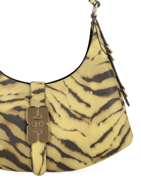 GANNI tiger-pattern buckle shoulder bag - Yellow - zdjęcie produktu nr 1