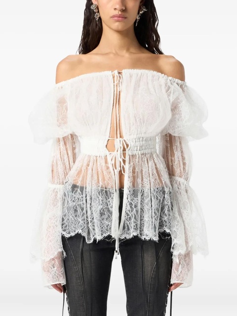 Blumarine off-shoulder lace blouse - White - zdjęcie produktu nr 1
