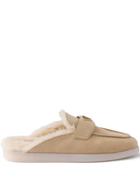 Prada suede shearling mules - Neutrals - zdjęcie produktu nr 1