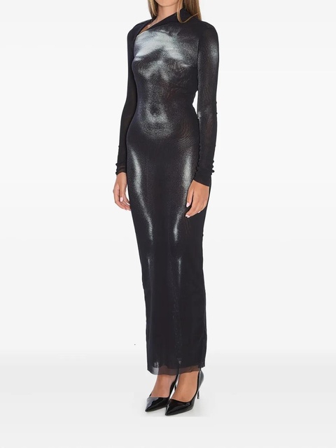 Jean Paul Gaultier body dust print asymmetric-neck maxi dress - Black - zdjęcie produktu nr 1