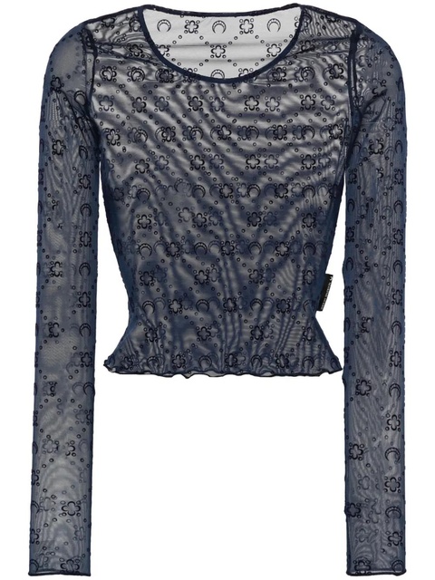 Marine Serre Moonogram mesh longsleeved top - Blue - zdjęcie produktu nr 1
